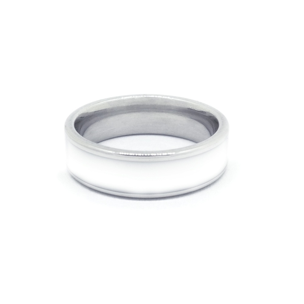 Ring Band Stainless Steel Medium White